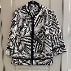Chico's Black and White Geometric Blazer